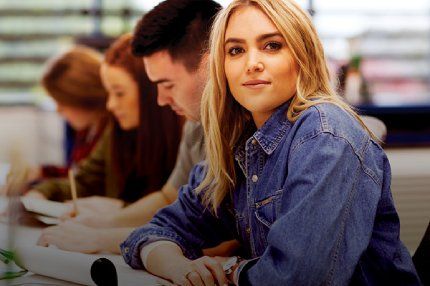 Female student studying in the classroom