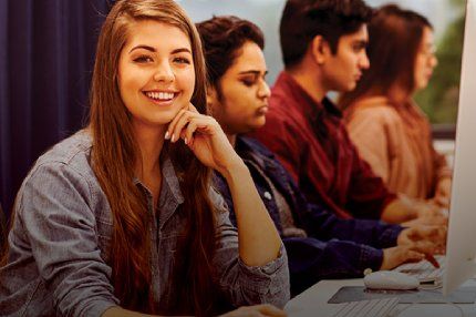 Female student studying in the classroom