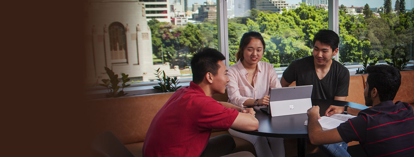 Students sitting near window