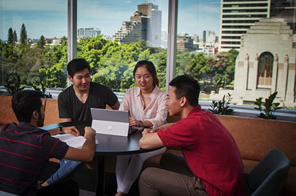 Students sitting near window