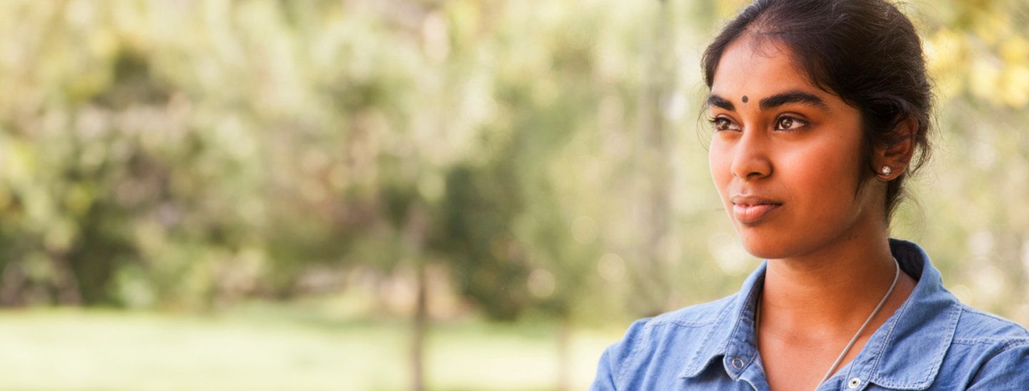 Female student outside in the college campus